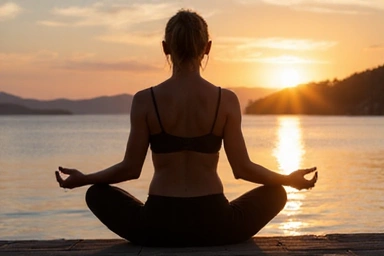 Image d'une personne faisant du yoga ou de la méditation, symbolisant la gestion du stress.