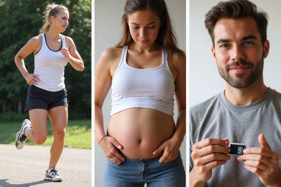 Diverses personnes pratiquant des activités physiques et une femme enceinte, illustrant des besoins nutritionnels variés